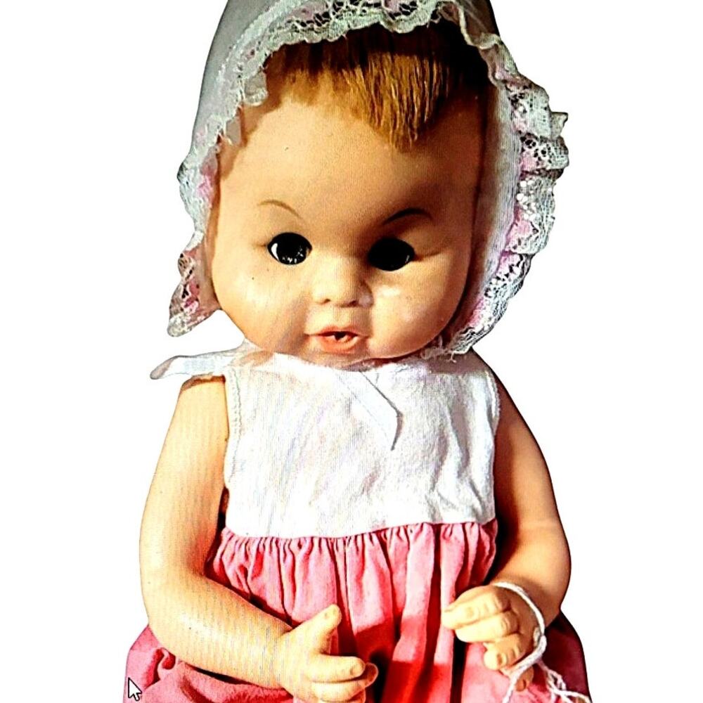 14" 1961 Vinyl Drink & Wet Baby Doll By Plated Molds Inc